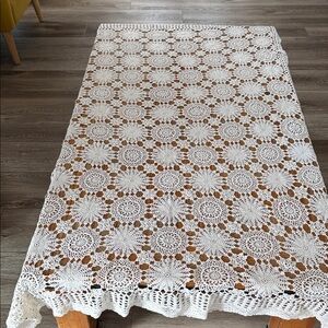 Elegant White Crochet Tablecloth